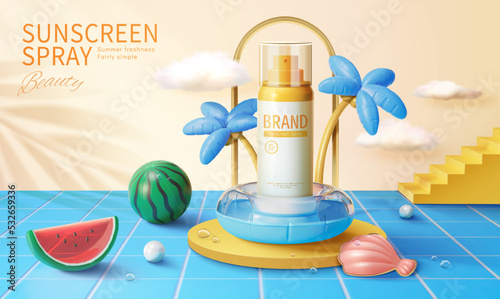 3d summer party beauty ad template