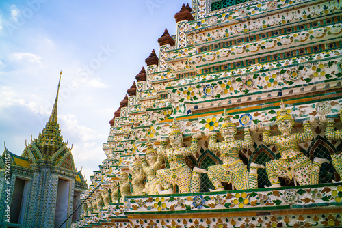 Bangkok beautiful Wat Arun emple of dawn with beautiful sky photo