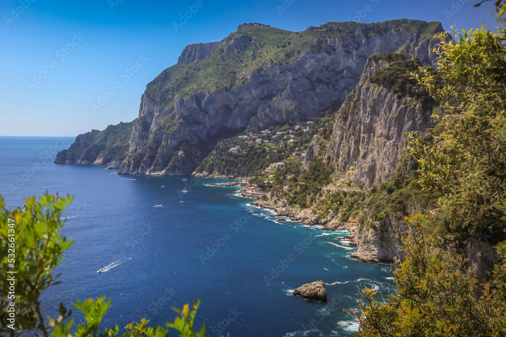 Idyllic Capri island landscape from above, Amalfi coast of Italy, Europe