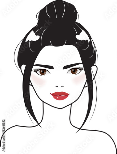 woman face portrait silloute in different hair style photo