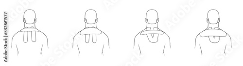 Kinesiology therapeutic sports tape on cervical spine sketch vector illustration.