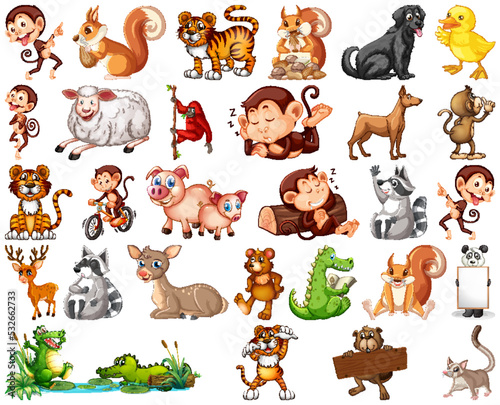 Set of animal cartoon character