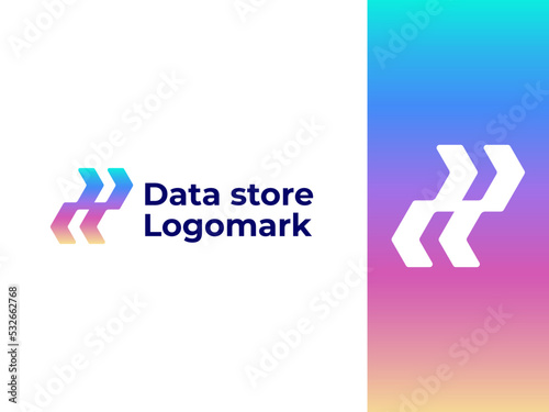 Data Transfer logo concept, H letter combined