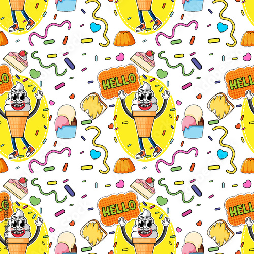 Sweet ice cream seamless pattern