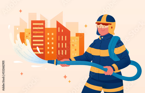 Female firefighter at work
