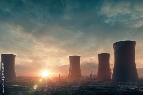 Obraz na plátně Nuclear plant chimneys