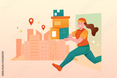 Courier delivery woman at work