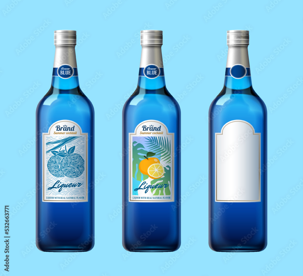 Blue cocktail bottle set Blue cocktail bottle set