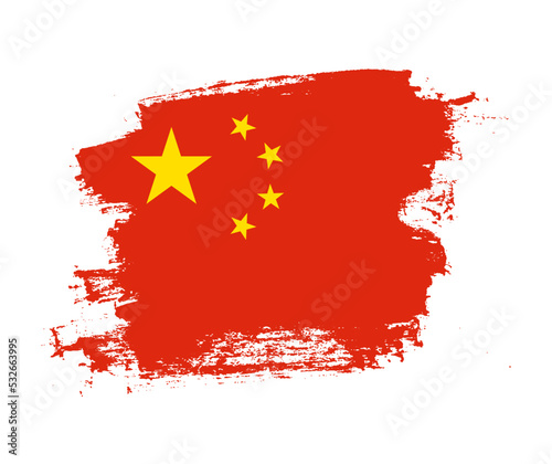 Artistic China national flag design on painted brush concept