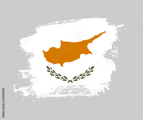 Artistic Cyprus national flag design on painted brush concept