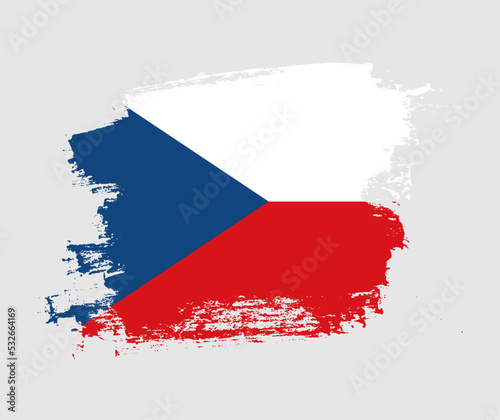 Artistic Czechia national flag design on painted brush concept