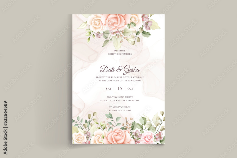 Beautiful watercolor roses wedding invitation Beautiful watercolor roses wedding invitation