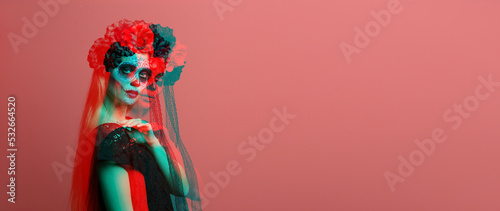 Young woman with painted sk...