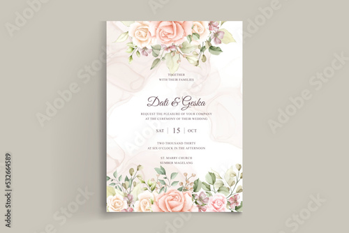 Beautiful watercolor roses wedding invitation
