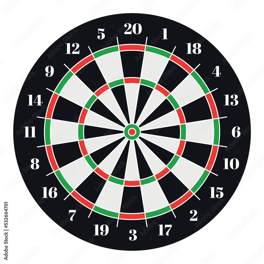 Darts target printable template isolated on white background Darts target printable template isolated on white background