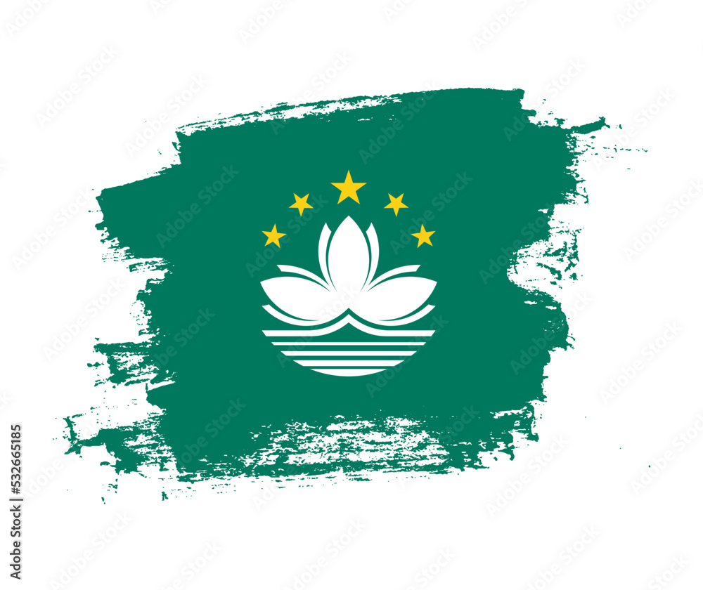 Artistic Macau national flag design on painted brush concept Artistic Macau national flag design on painted brush concept
