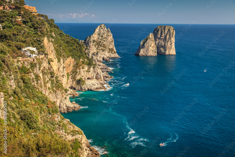 Idyllic Capri island landscape from above, Amalfi coast of Italy, Europe