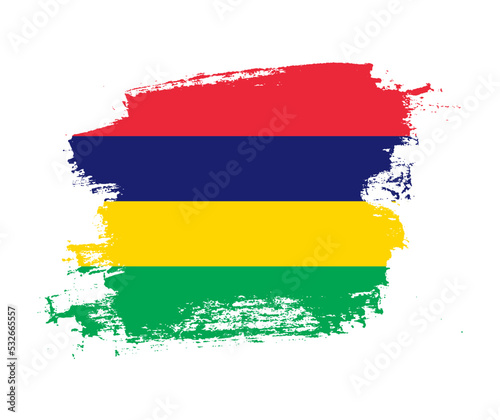 Artistic Mauritius national flag design on painted brush concept