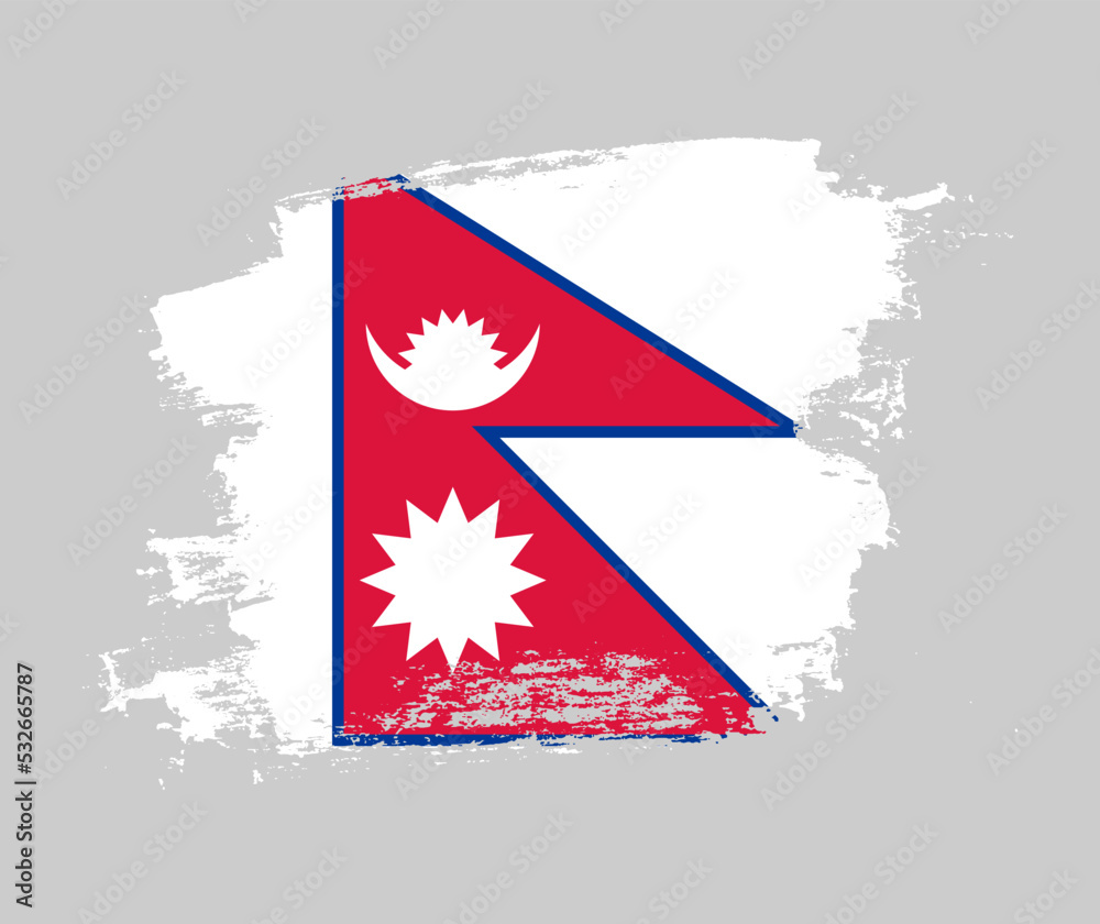 Artistic Nepal national flag design on painted brush concept Artistic Nepal national flag design on painted brush concept