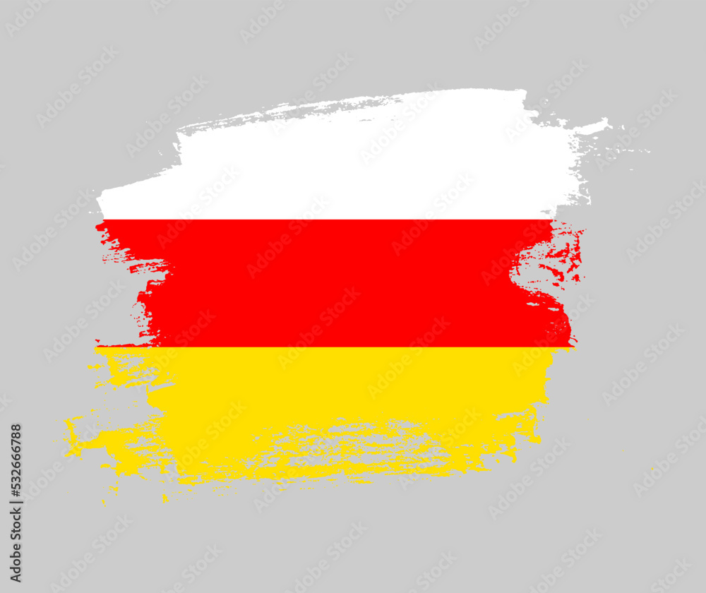 Artistic South Ossetia national flag design on painted brush concept Artistic South Ossetia national flag design on painted brush concept