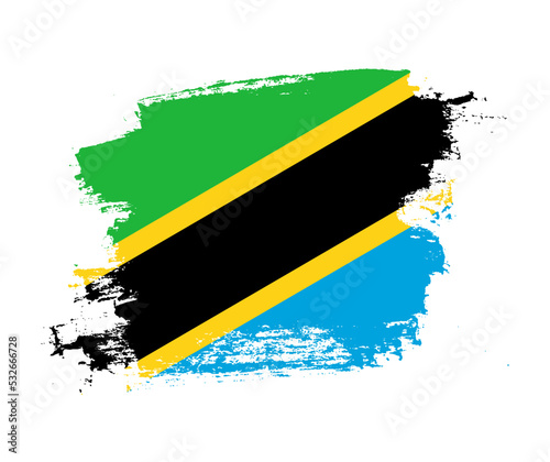 Artistic Tanzania national flag design on painted brush concept