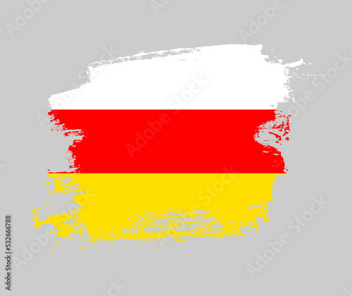 Artistic South Ossetia national flag design on painted brush concept