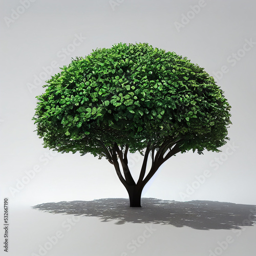 Stylized geometric tree on a white background 3d rendering