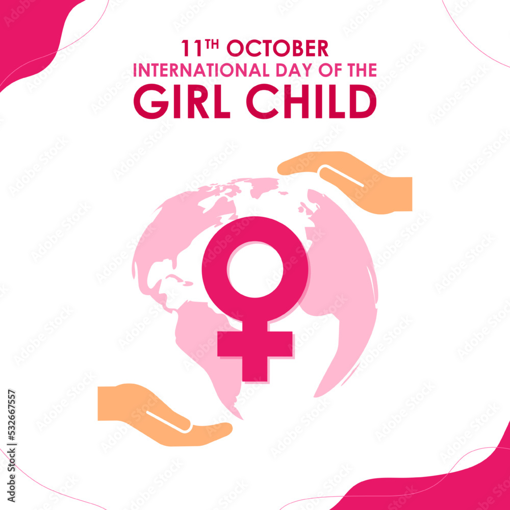 Vector illustration for International Day of the Girl Child banner Vector illustration for International Day of the Girl Child banner