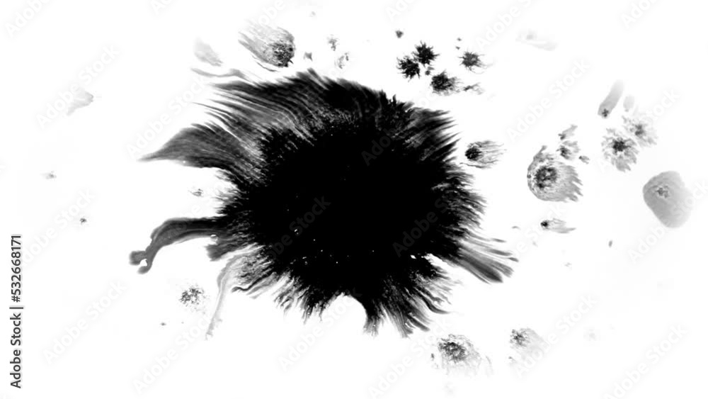 Ink Bloom on white Ink Bleed Bloom. Black expanding Ink Bloom on white Ink Bleed Bloom. Black expanding