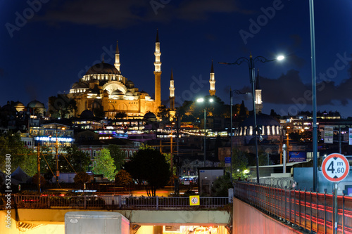 blue mosque at night