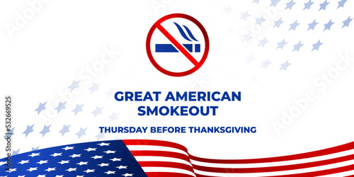 Great american smokeout. Vector banner, poster, card, content for social media. Text Great american smokeout, thursday before thanksgiving
