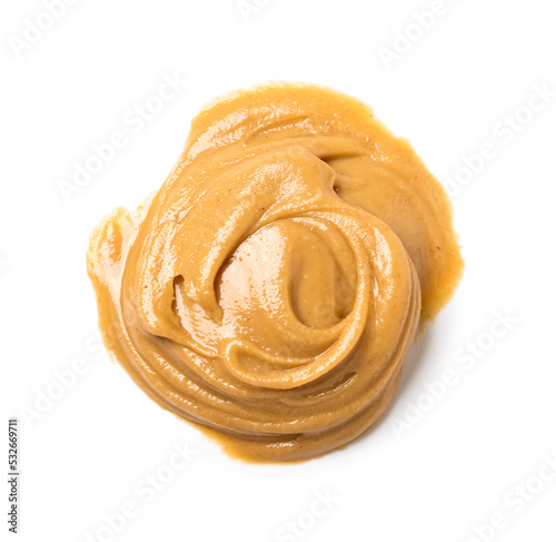 Tableau sur toile Stroke of nut butter on white background