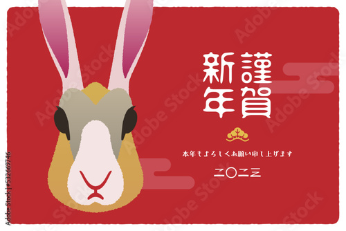 2023年卯年 ウサギの顔の年賀状