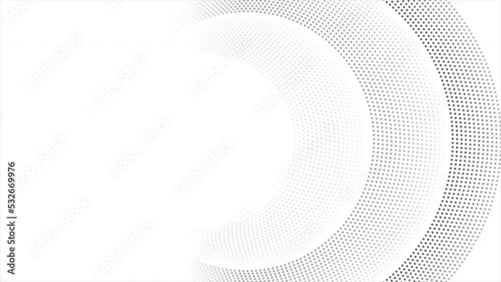 Hi-tech white abstract background with black round dotted lines. Seamless looping futuristic motion design. Video animation Ultra HD 4K 3840x2160