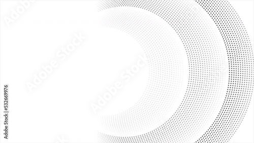 Hi-tech white abstract background with black round dotted lines. Seamless looping futuristic motion design. Video animation Ultra HD 4K 3840x2160