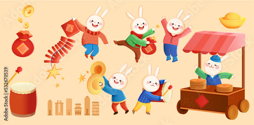 Cute 2023 CNY elements set