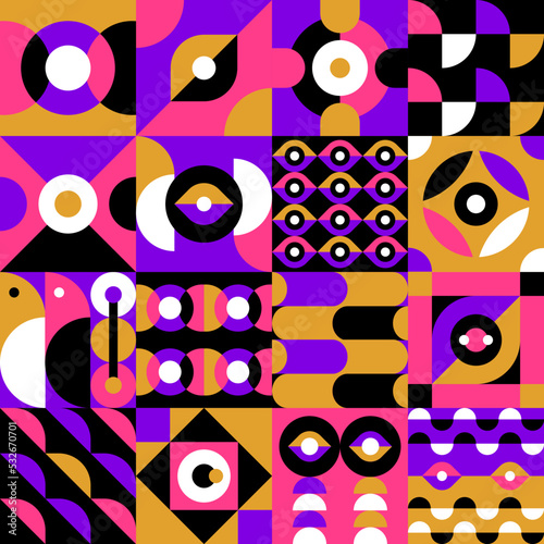 Geometric bauhaus flast illustrations pattern seamless design
