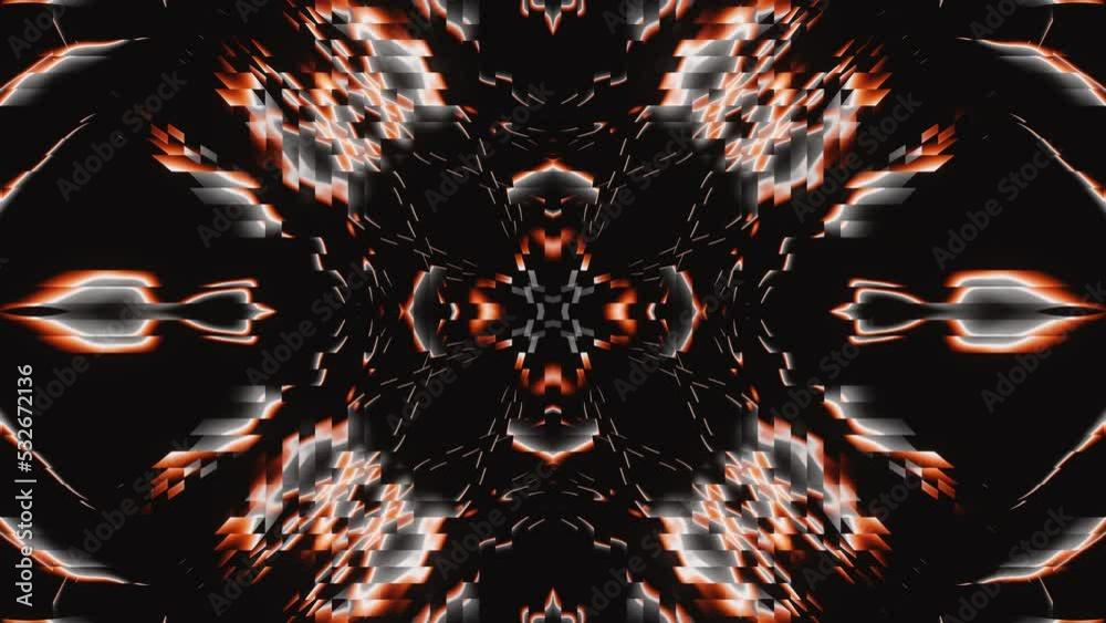 Orange gradient flash kaleidoscope wavy led neon vj loop animation