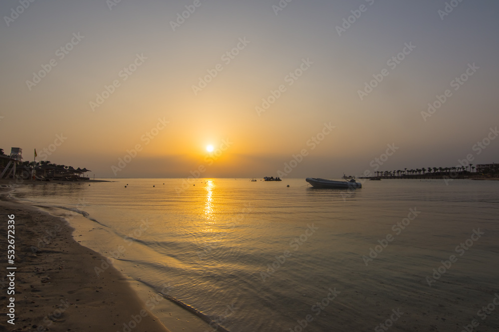 warm sun at the beach and sea on vacation in egypt