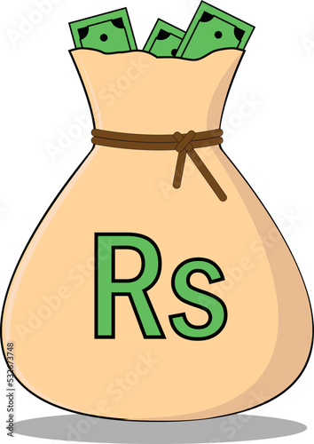 illustration of a bag with money Bag full of rupees