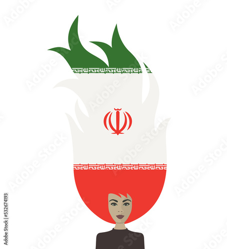 Woman from iran protest against hijab, solidarity art for iranian women 