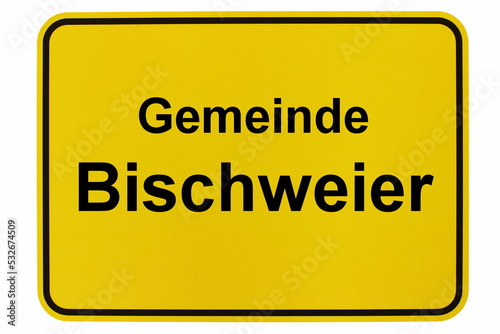 Illustration eines Ortsschildes der Gemeinde Bischweier in Baden-Württemberg photo