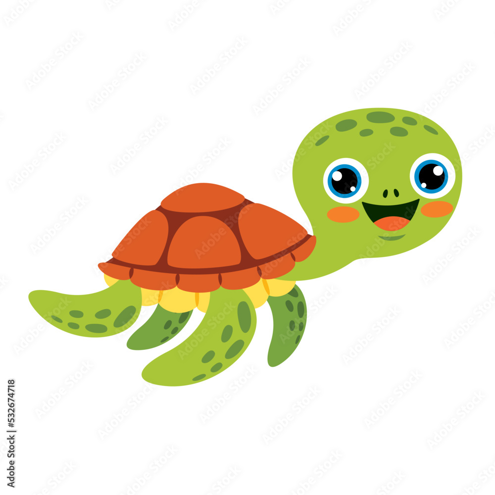 Fototapeta premium Cartoon Drawing Of A Sea Turtle