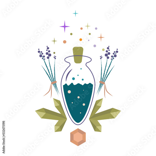 Glass vessel with magic potion