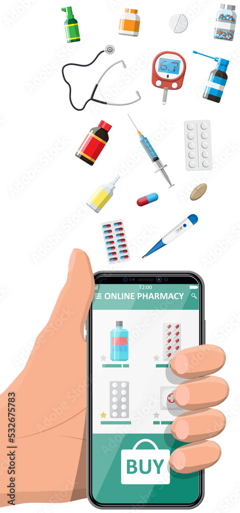 Phone with internet pharmacy app Phone with internet pharmacy app