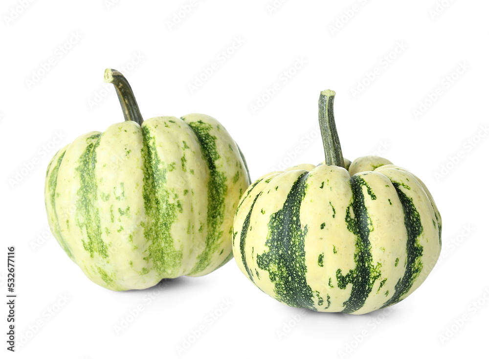 Ripe pumpkins for Halloween party on white background Ripe pumpkins for Halloween party on white background