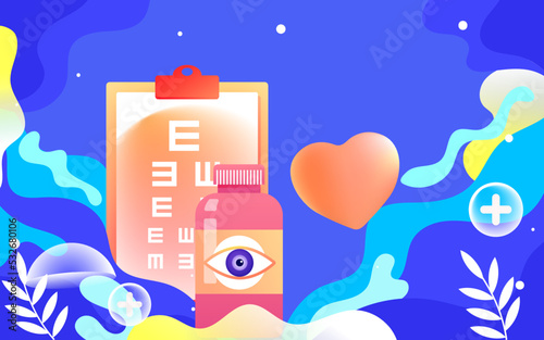 International Day of Sight, doctor measures vision with eye chart and doctor in background, vector illustration