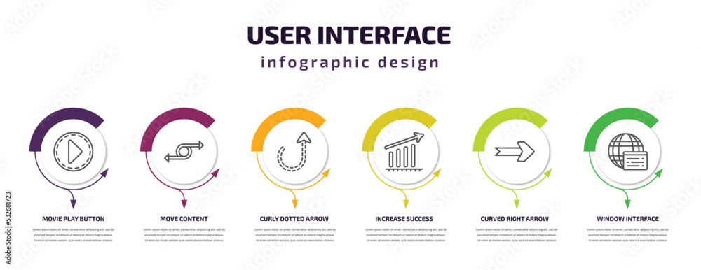 user interface infographic template with icons and 6 step or option ...