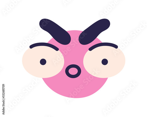 Face avatar with amazed surprised emotion. Abstract cute funny comic character with wow shocked facial expression, bulging eyes. Modern flat graphic vector illustration isolated on white background