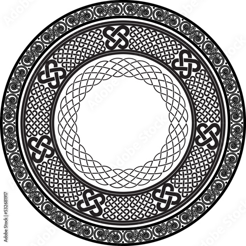 Celtic knot round frames. Set of 3 rings of celtic braids isolated on white background. Viking, medieval style vector illustration. Element for graphic design